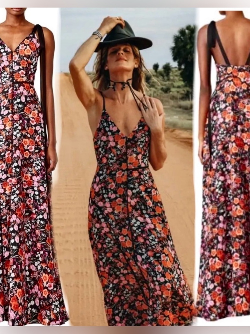 Goen J. Multi color flower print maxi size 8.